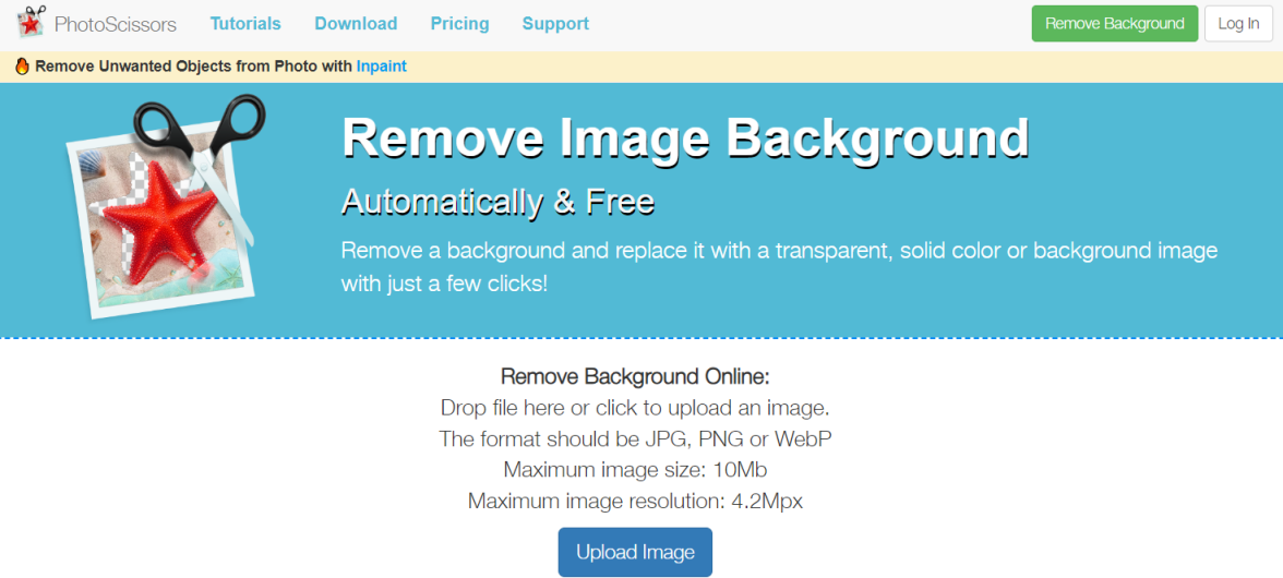 PhotoScissors 网站截图