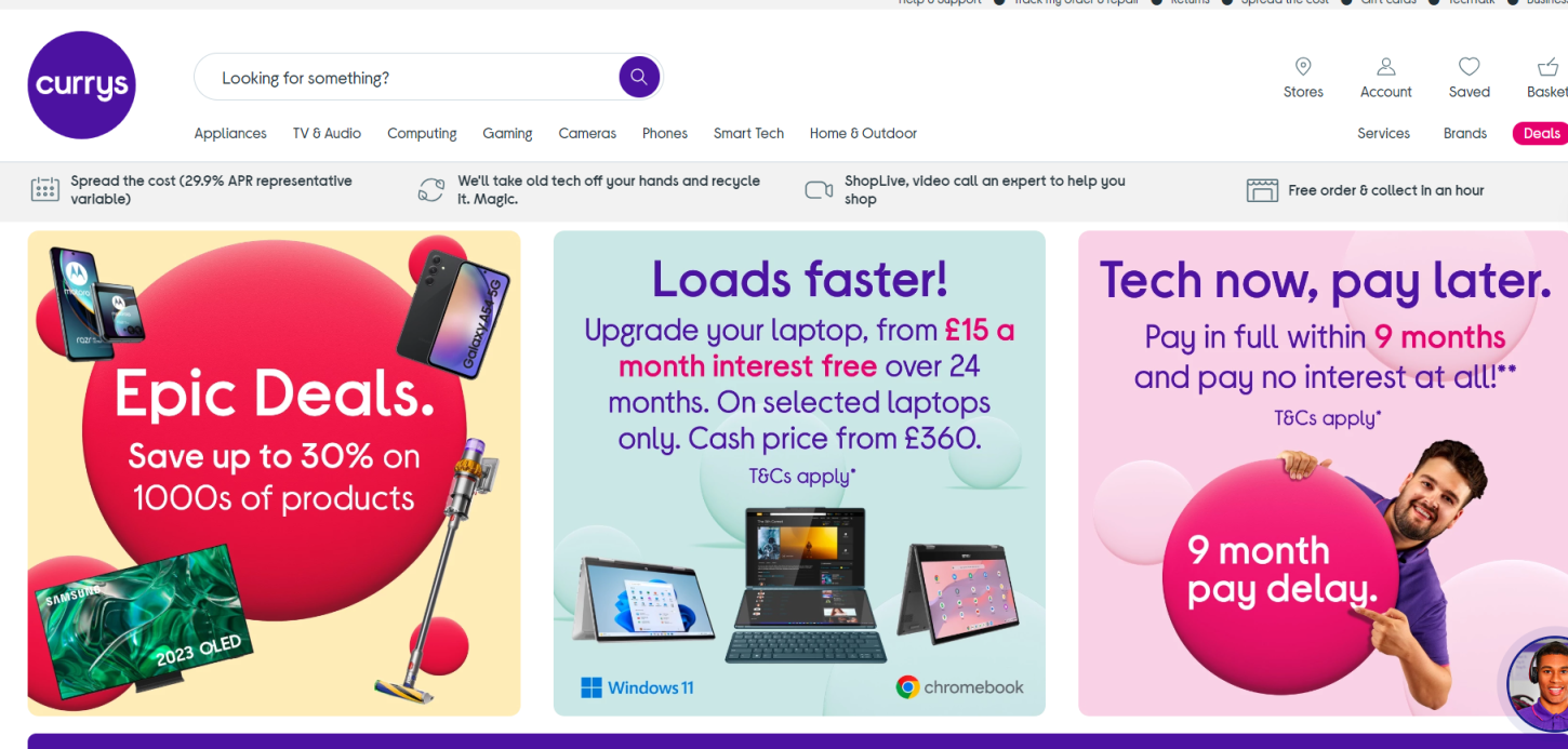 Currys 网站截图