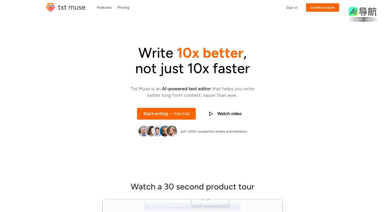 Txt Muse 是一个AI驱动的文本编辑器，帮助用户更轻松地创作高质量长篇内容 网站截图