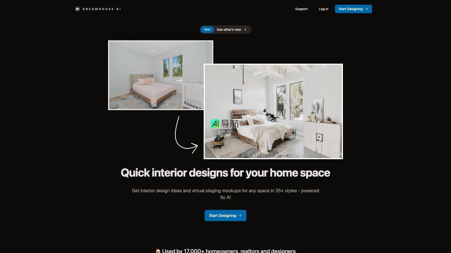 Dreamhouse AI 通过AI技术快速提供个性化室内设计方案，提升家居设计效率与质量 网站截图