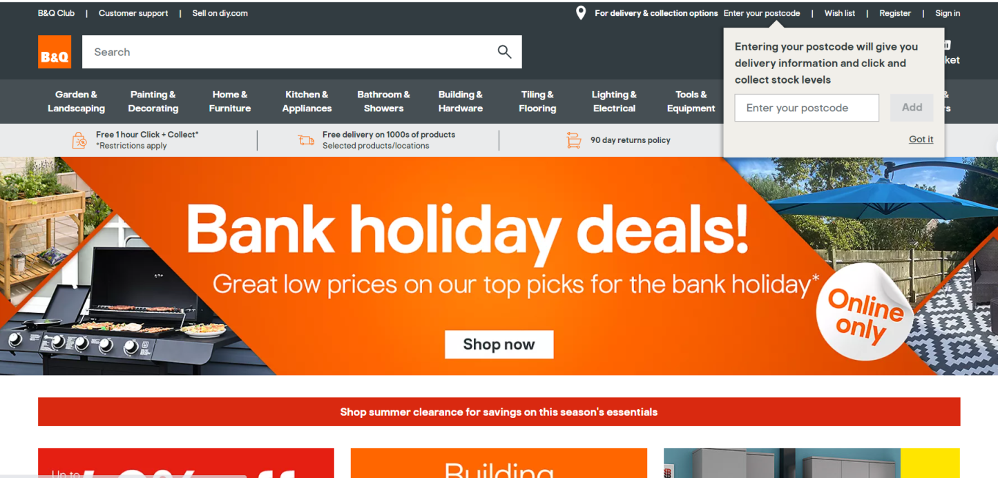 B&amp;Q 网站截图