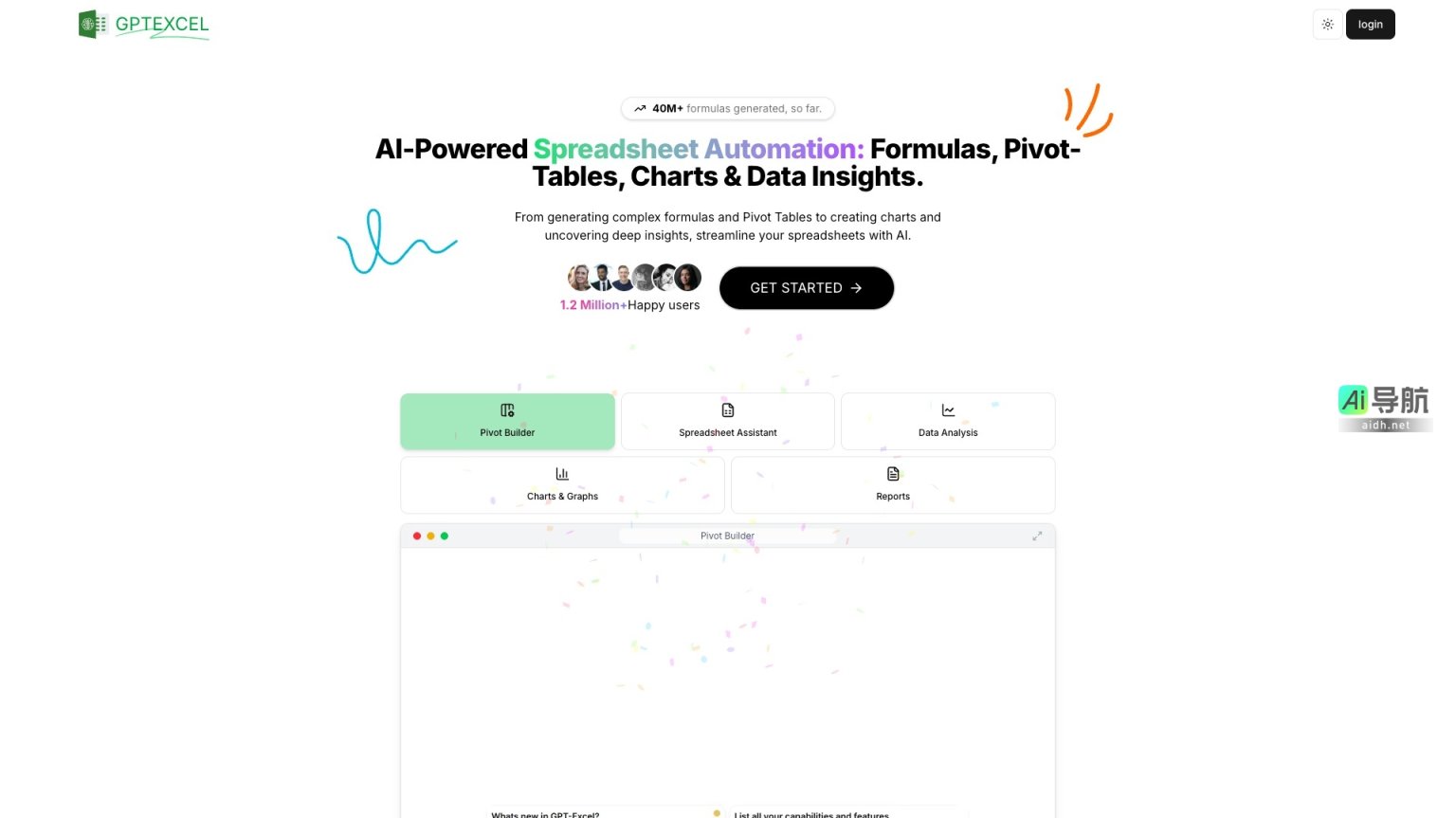 GPTExcel 通过AI技术简化电子表格操作，提升数据分析与自动化效率 网站截图