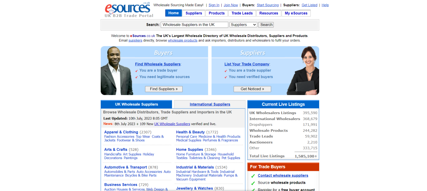EsourcesUK 网站截图