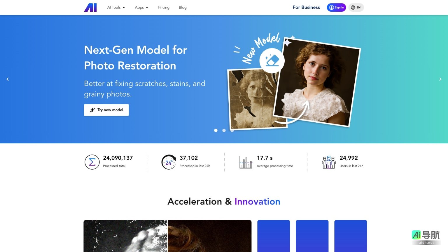 Nero AI 提供高效的图像和视频修复、增强工具，助力用户轻松恢复和优化视觉内容 网站截图