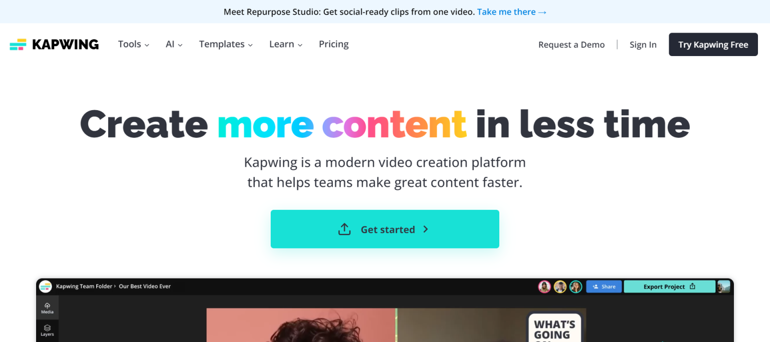 Kapwing 网站截图