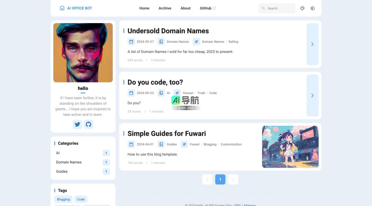AI OFFICE BOT 提供智能办公解决方案，助力高效学习与行动 网站截图