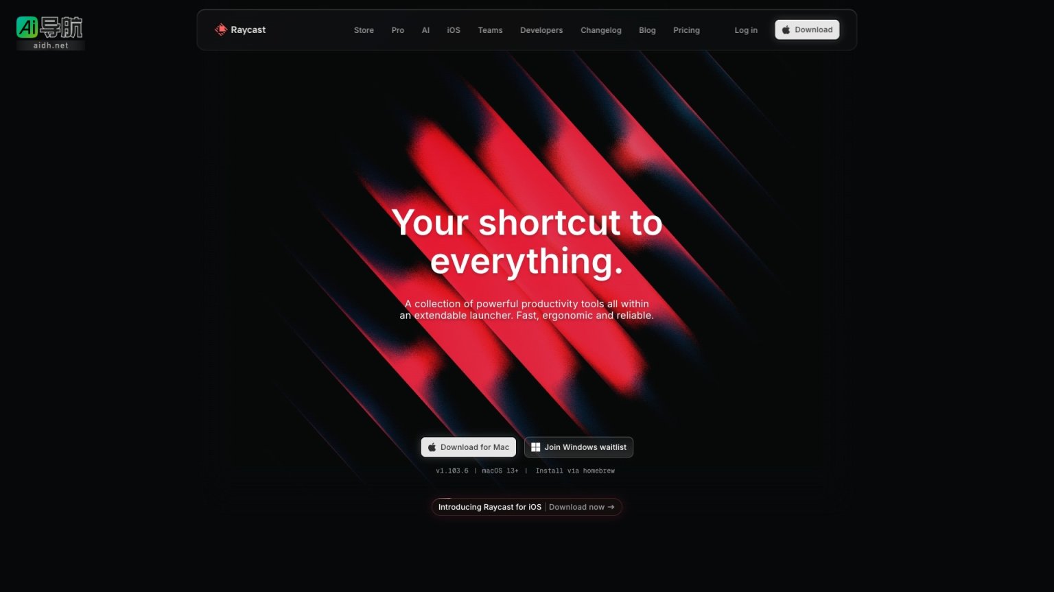 Raycast 是一个高效的生产力工具，集成多种功能于一体，提升工作流畅性 网站截图