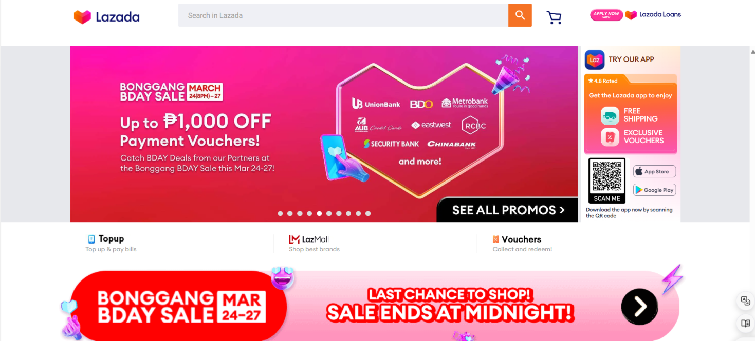 Lazada越南 网站截图