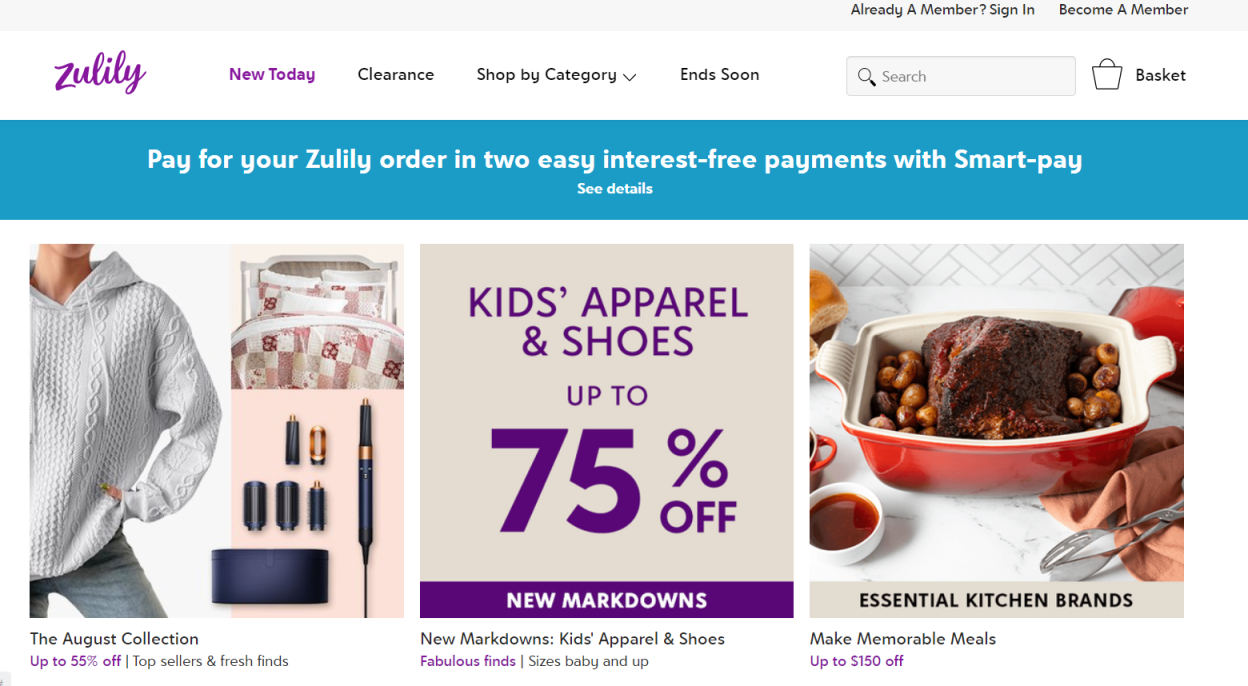 Zulily  美国 网站截图