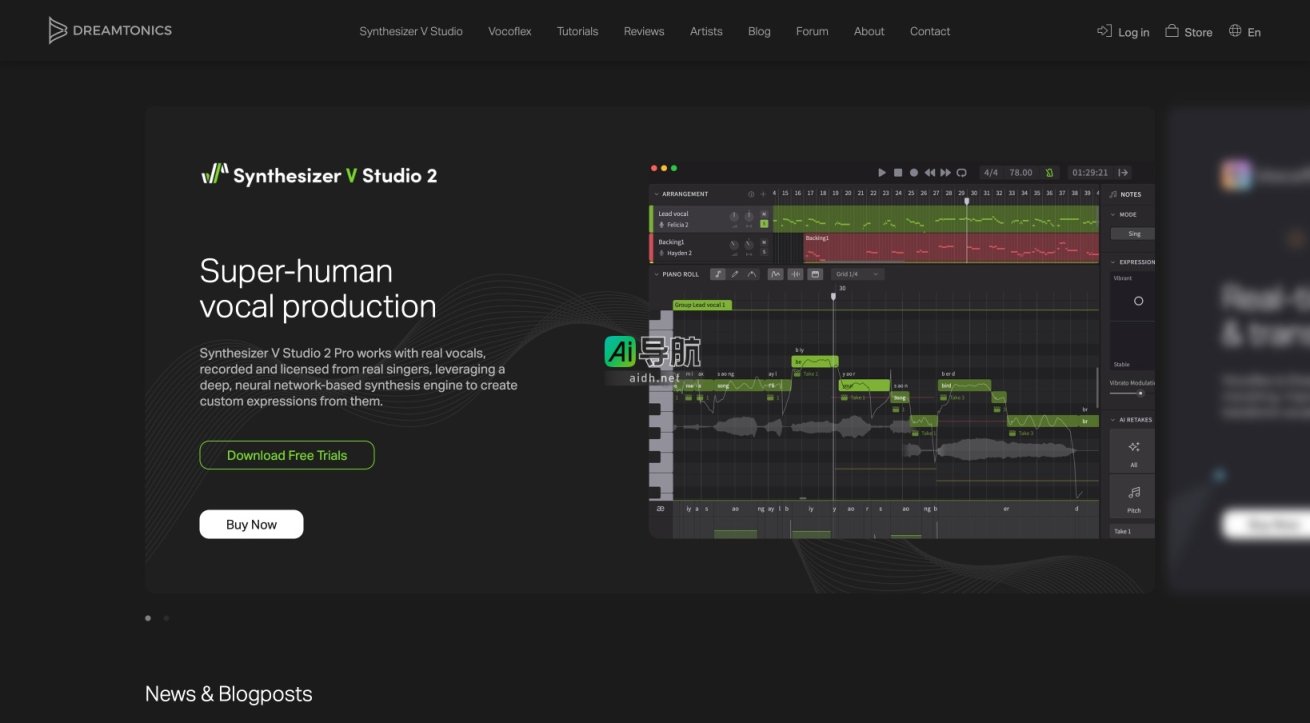 Dreamtonics 专注于AI合成和实时声音变换，提供创新的音乐制作工具 网站截图