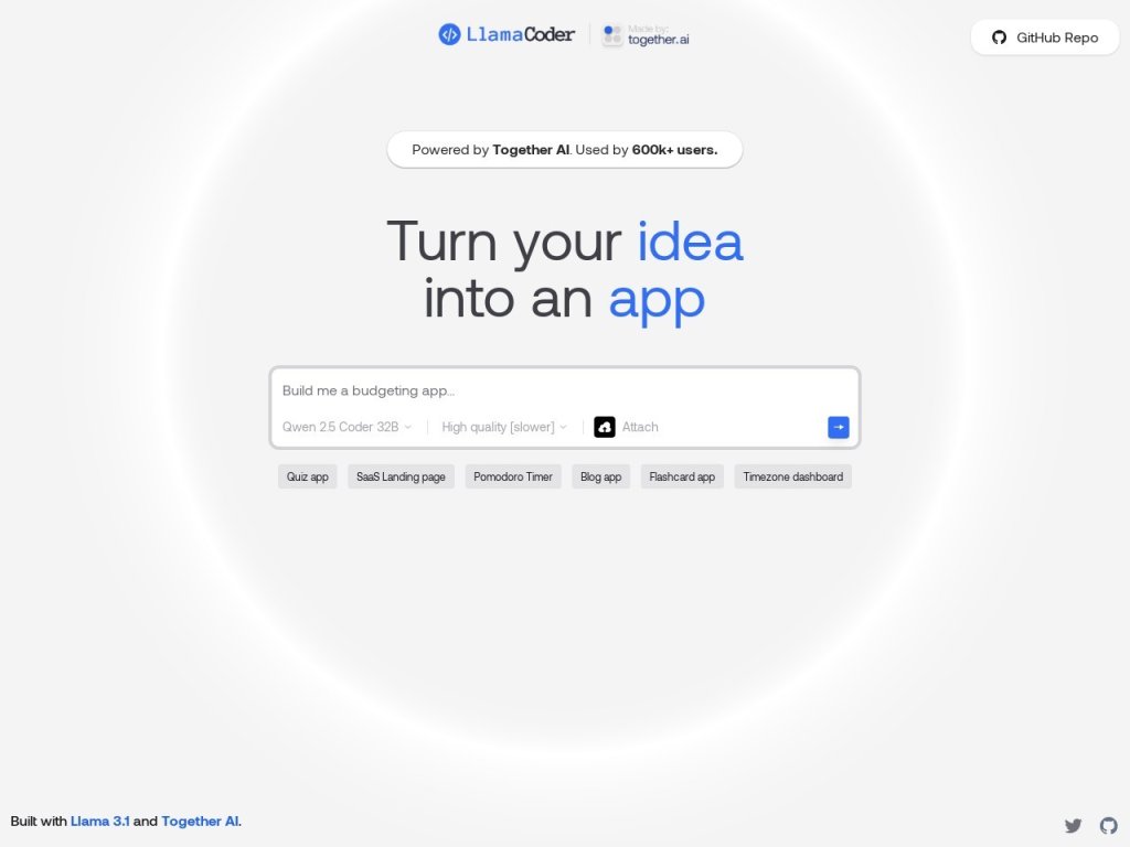 Llama Coder 网站截图