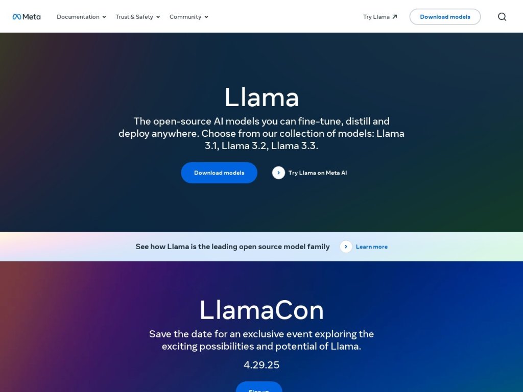 LLaMA 网站截图