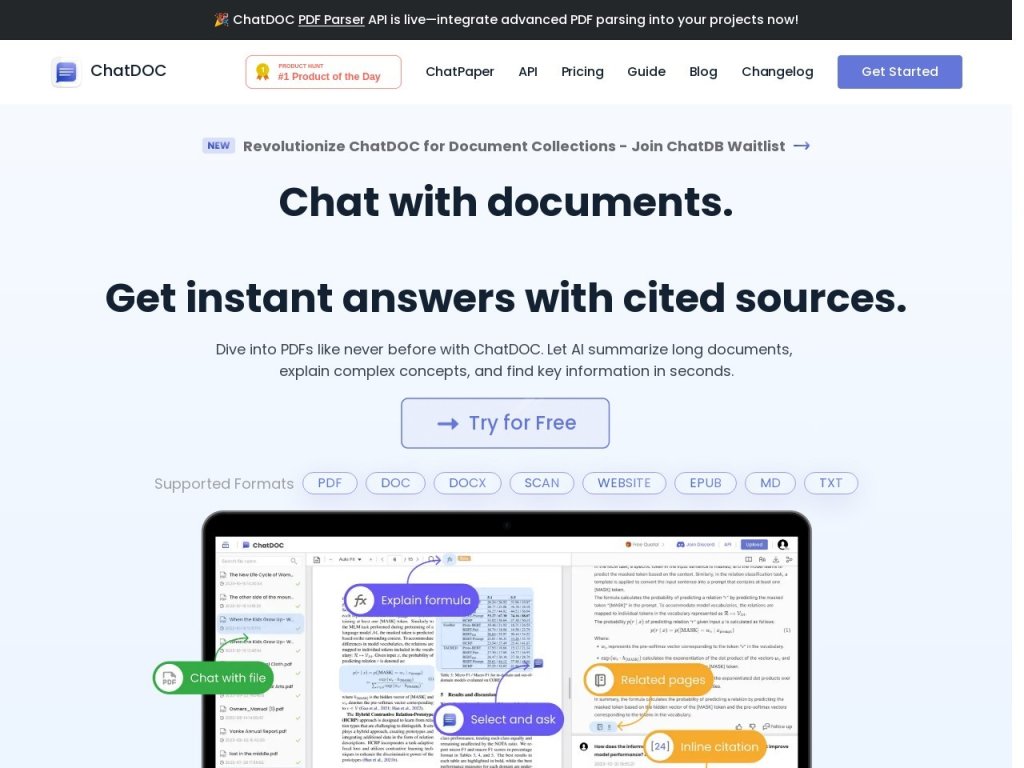 ChatDOC 网站截图