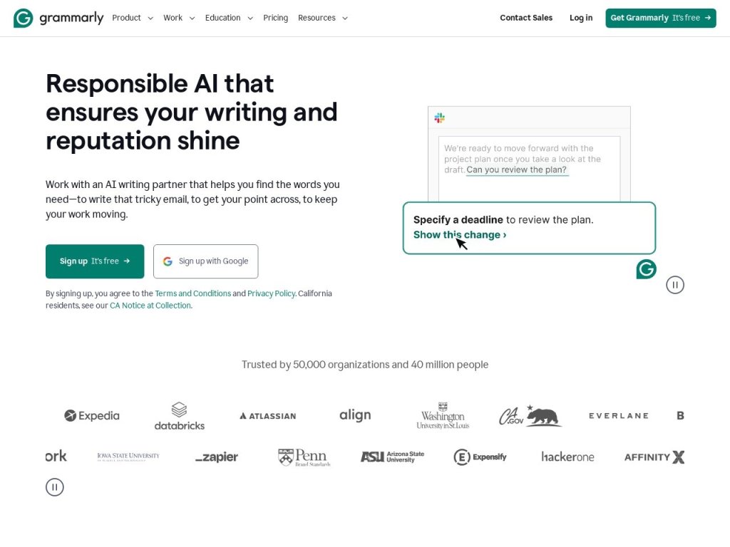 Grammarly 网站截图