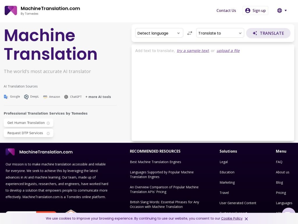 Machine Translation 网站截图