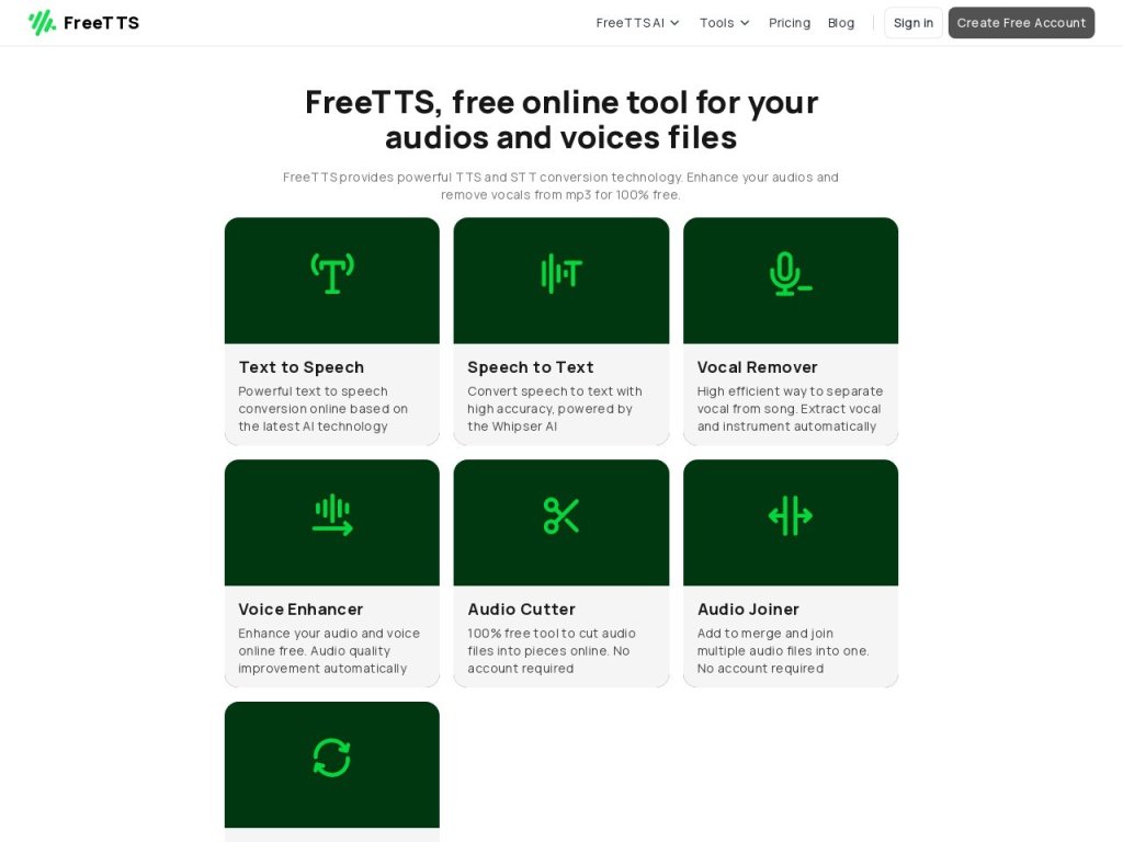 FreeTTS 网站截图