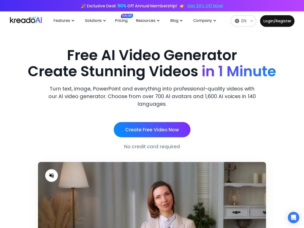 Kreado AI 网站截图