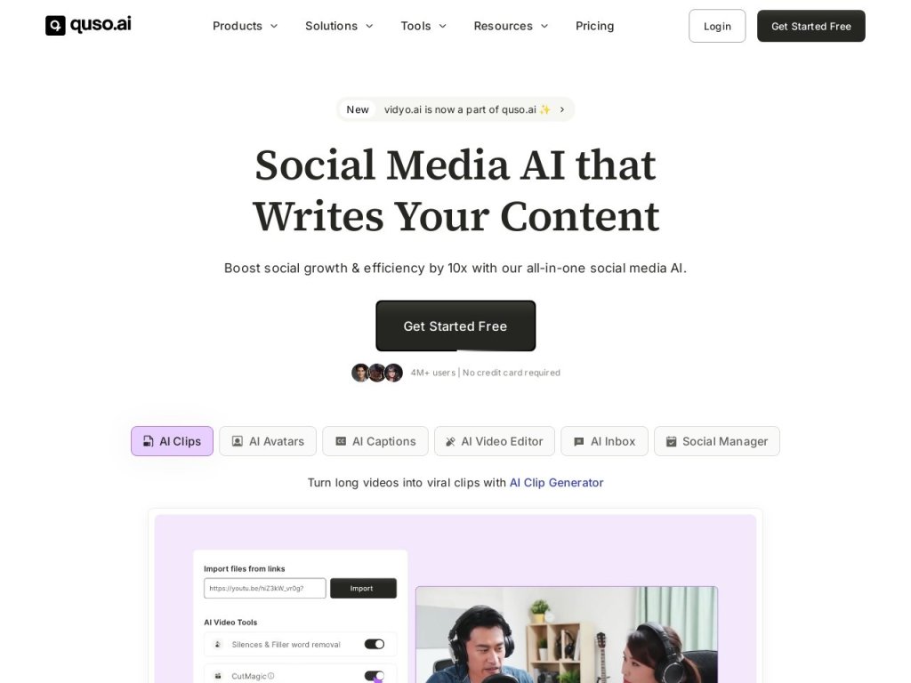 Vidyo.ai 网站截图