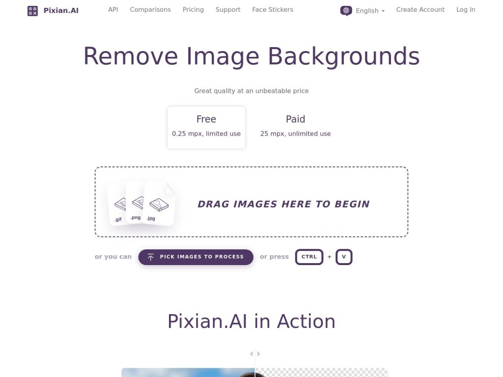Pixian.AI 网站截图