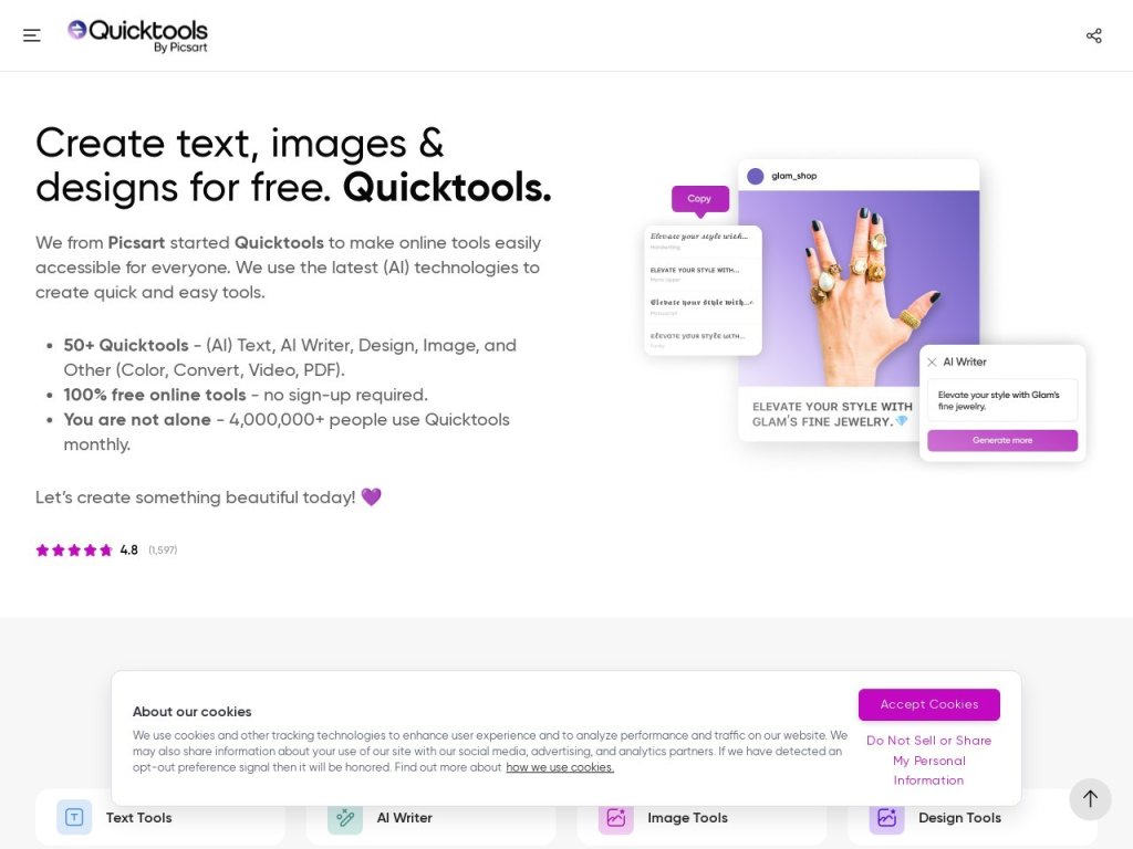 Quicktools Background Remover 网站截图