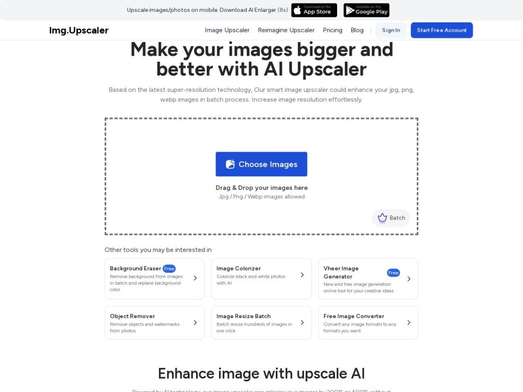 Img.Upscaler 网站截图