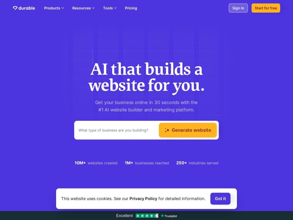 Durable AI 网站截图