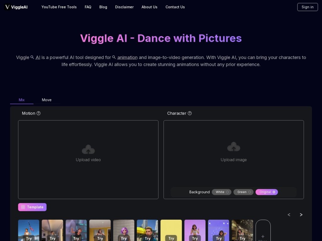 Viggle AI Video 网站截图