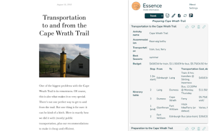 Essence – distill and collect information 网站截图