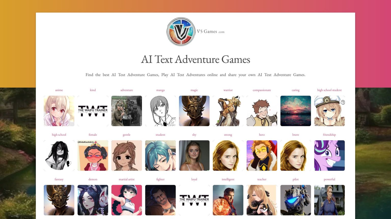 AI Text Adventures – V5 Games 网站截图