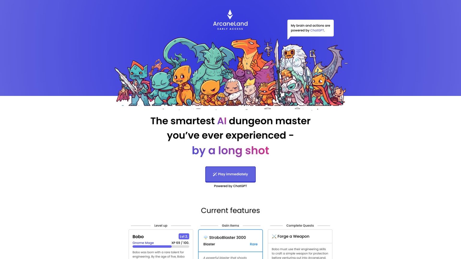 ArcaneLand 网站截图
