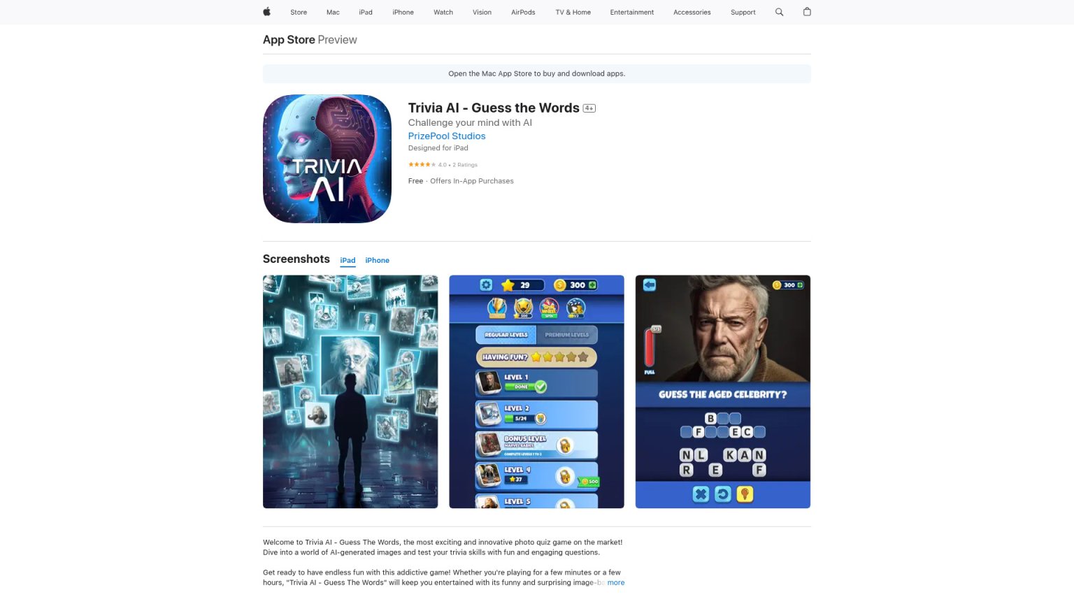 Trivia AI – Guess The Words 网站截图