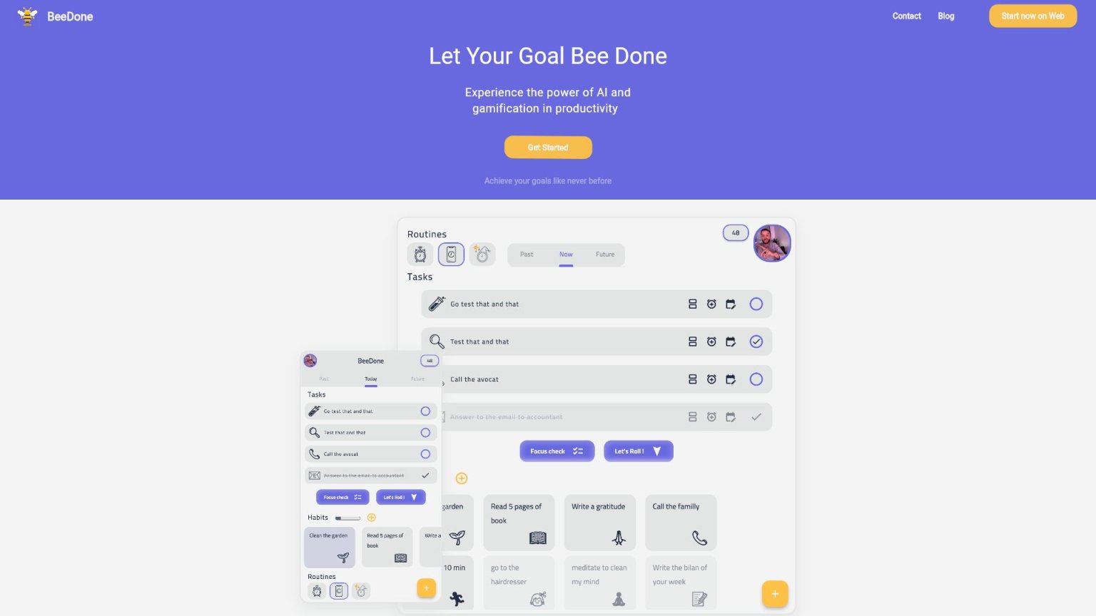 BeeDone – AI Gamified Productivity 网站截图