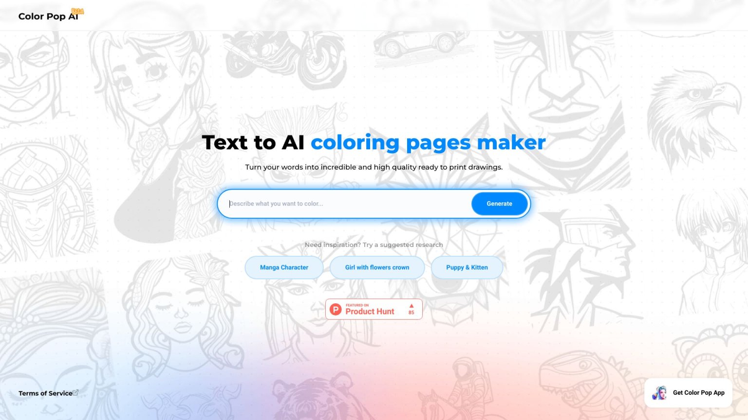 Color Pop – Coloring powered by AI 网站截图