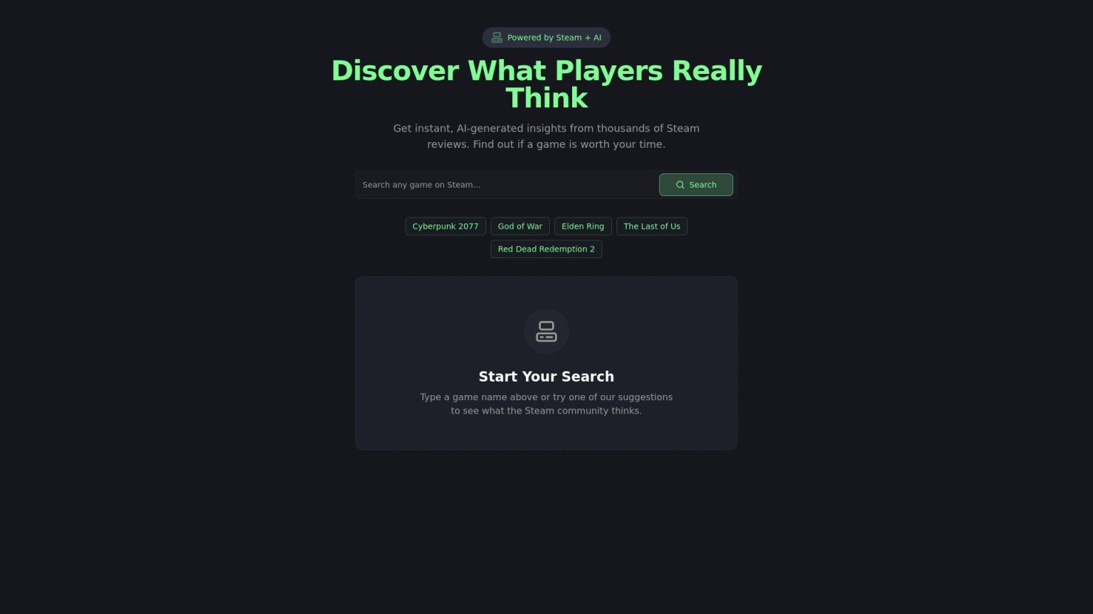 Steam Summarize 网站截图