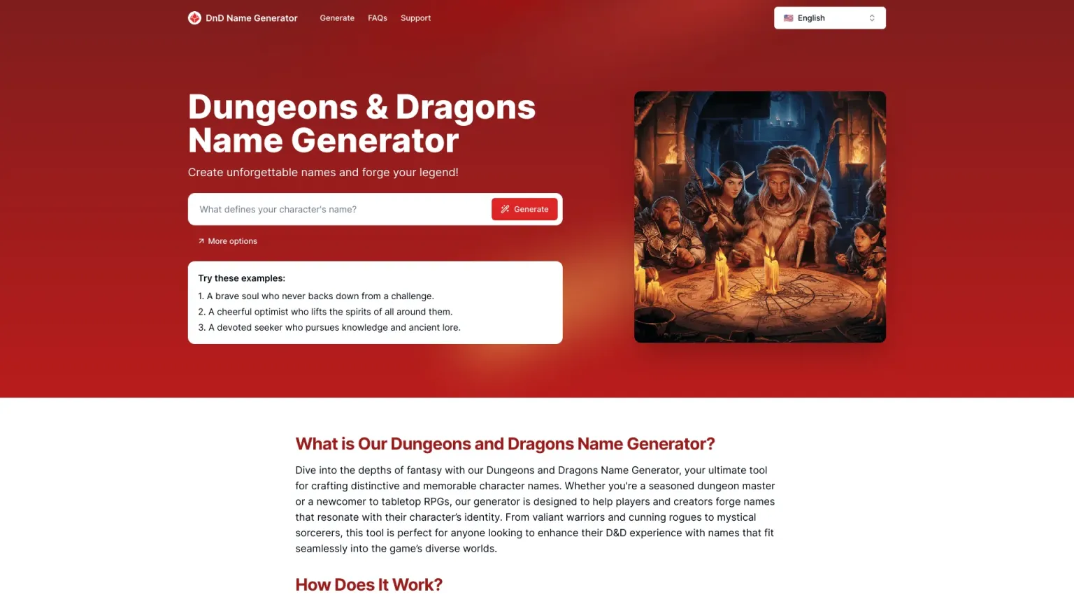DnD Name Generator 网站截图