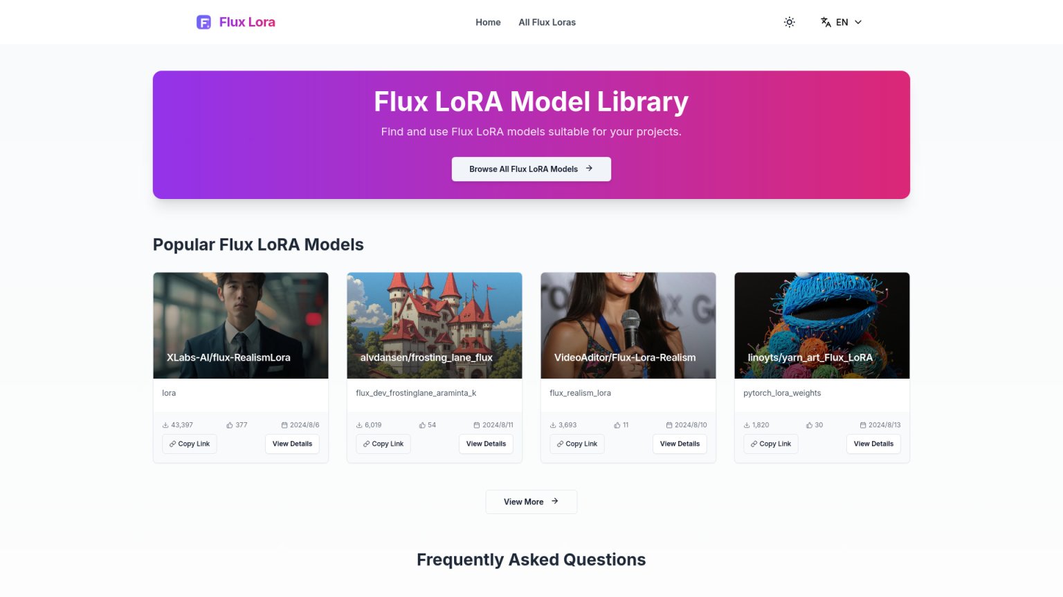 Flux Lora 网站截图