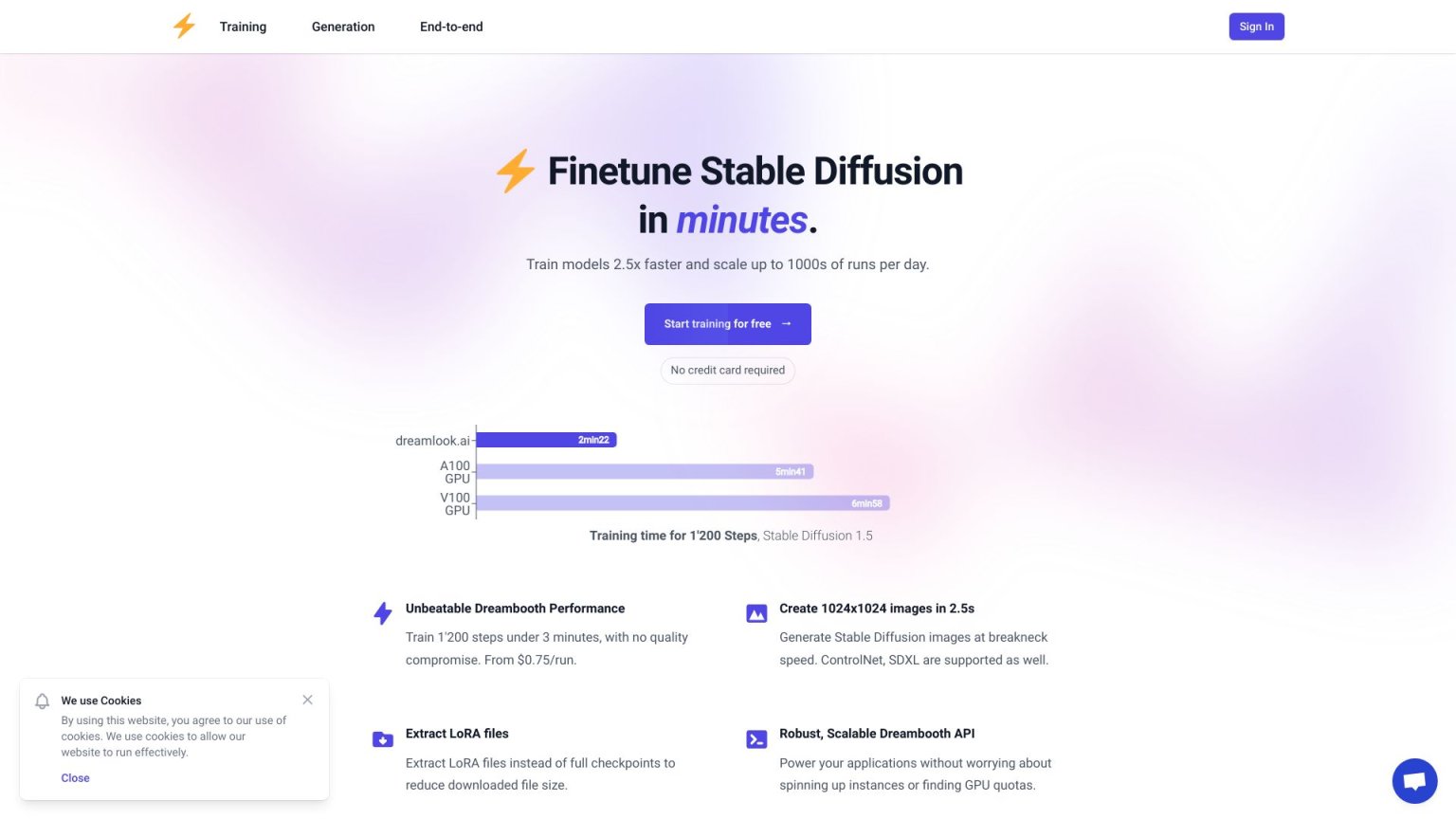 dreamlook.ai 网站截图