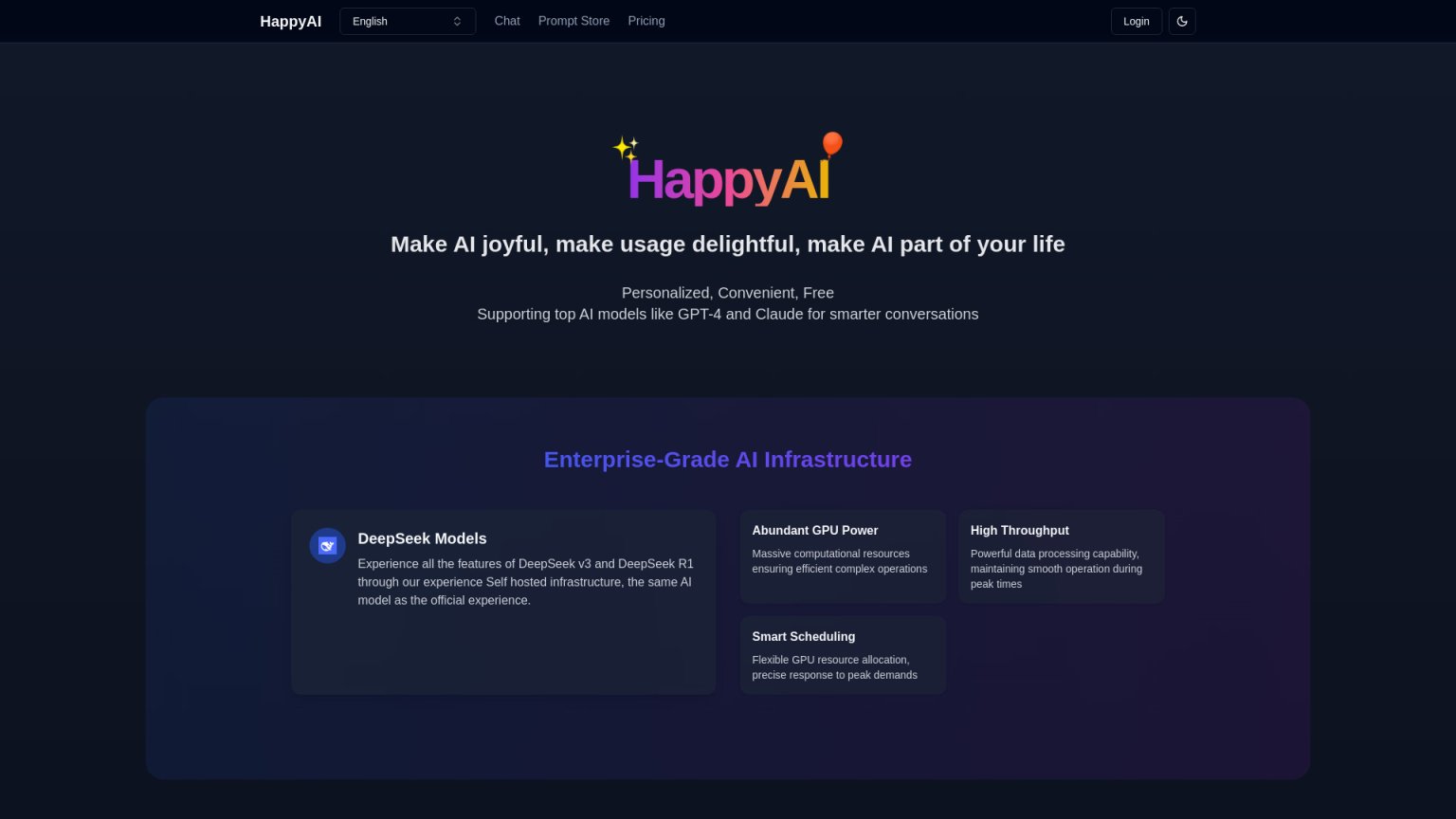 HappyAI 网站截图