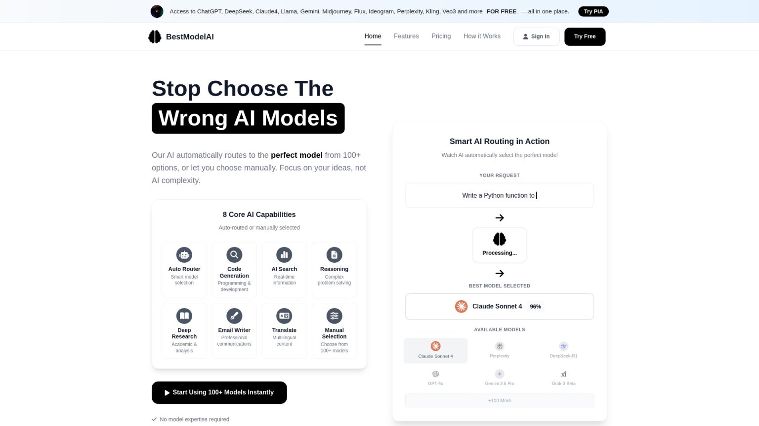 BestModelAI 网站截图
