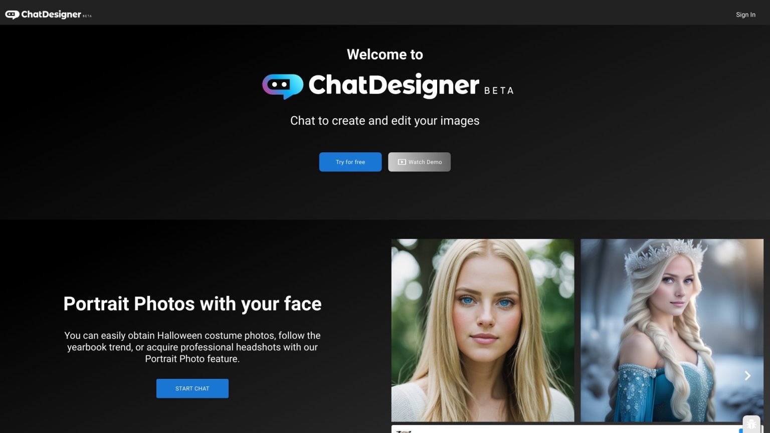 ChatDesigner 网站截图