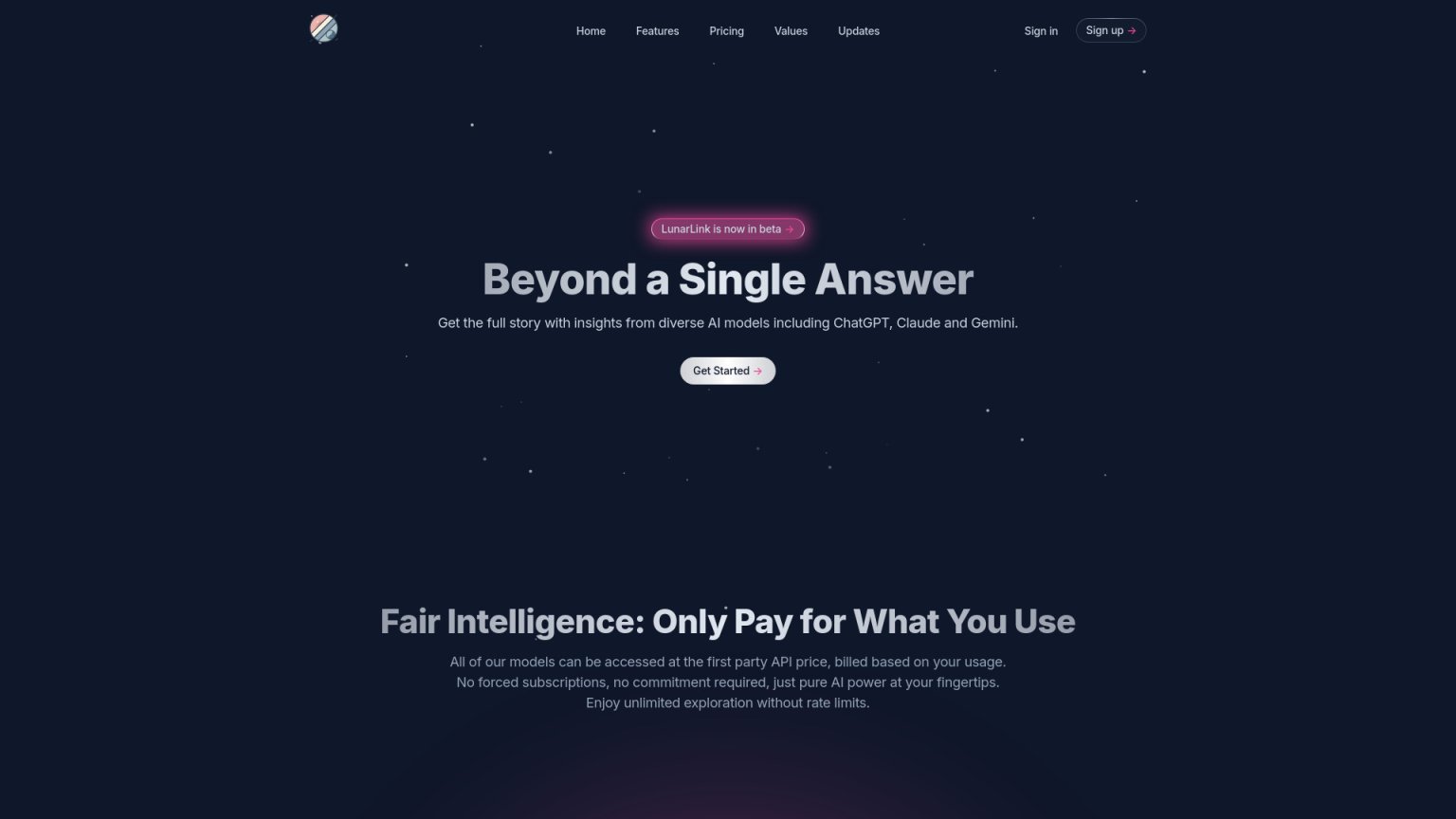 Lunarlink AI 网站截图