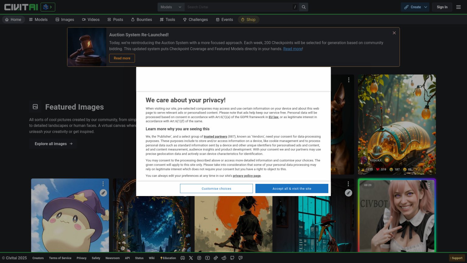 Civitai green 网站截图