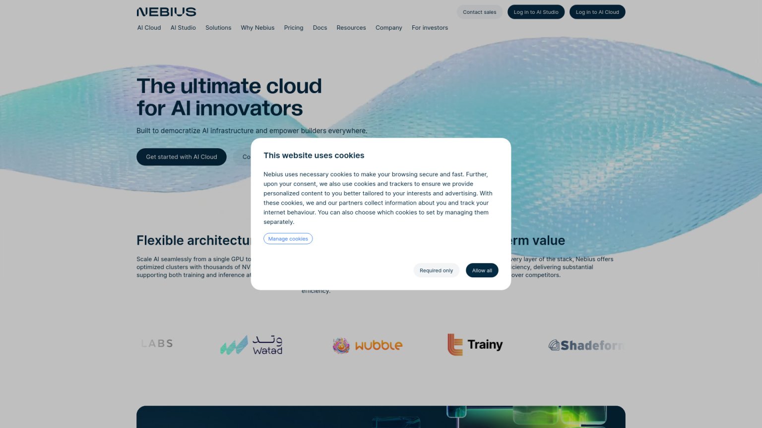 Nebius 网站截图