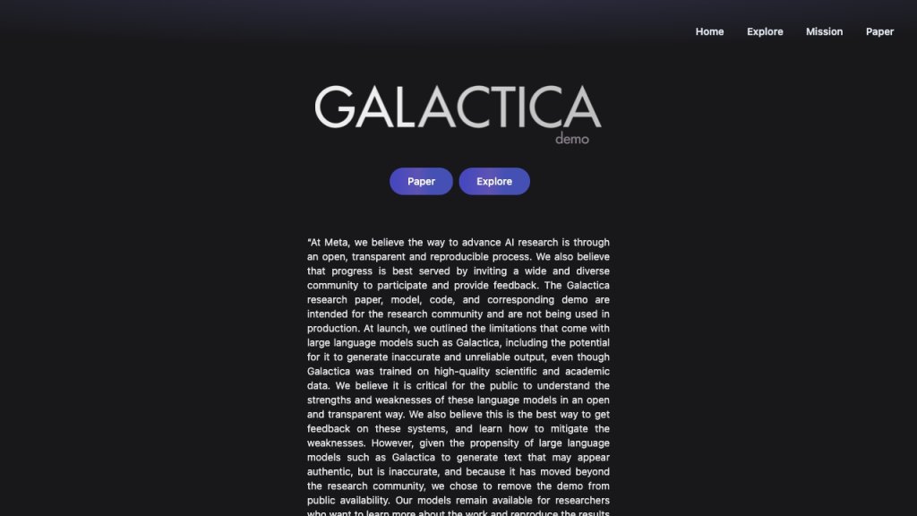 Galactica 网站截图
