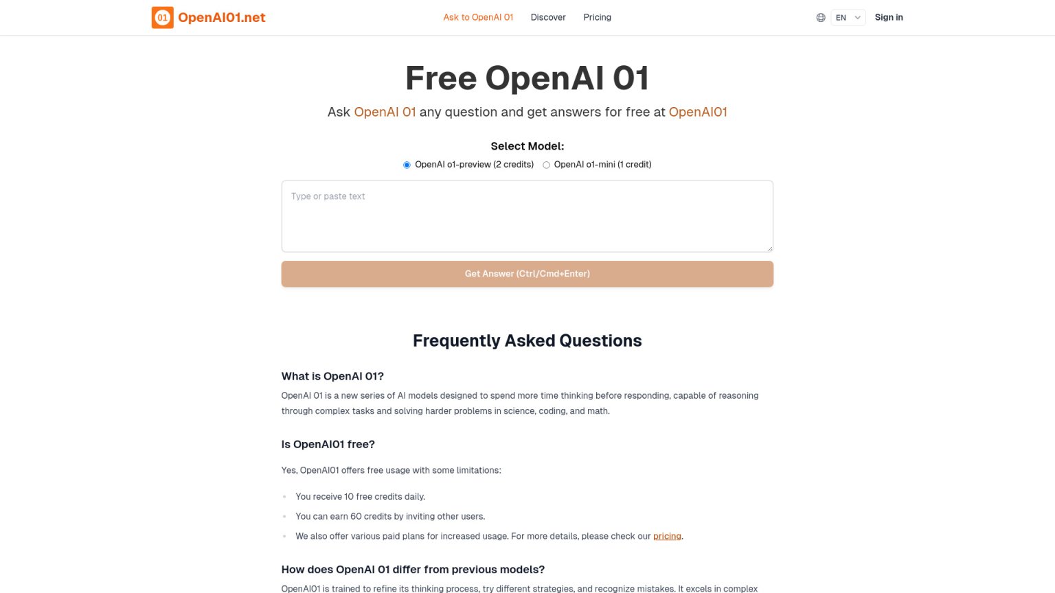 OpenAI01.net 网站截图