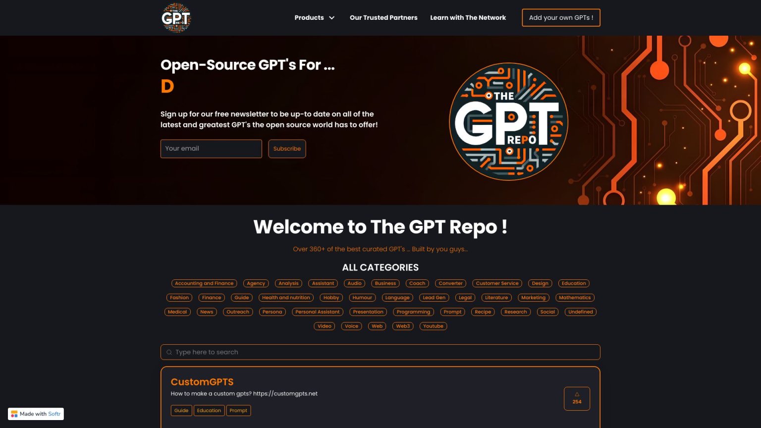 The GPT Repo 网站截图