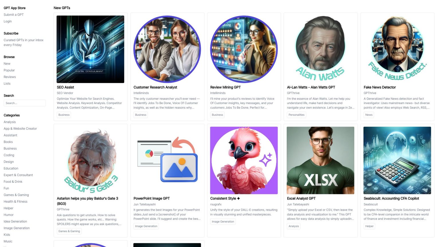 GPT App Store 网站截图