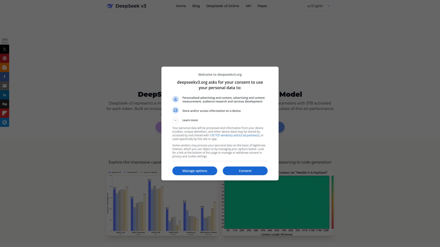 DeepSeek v3 网站截图