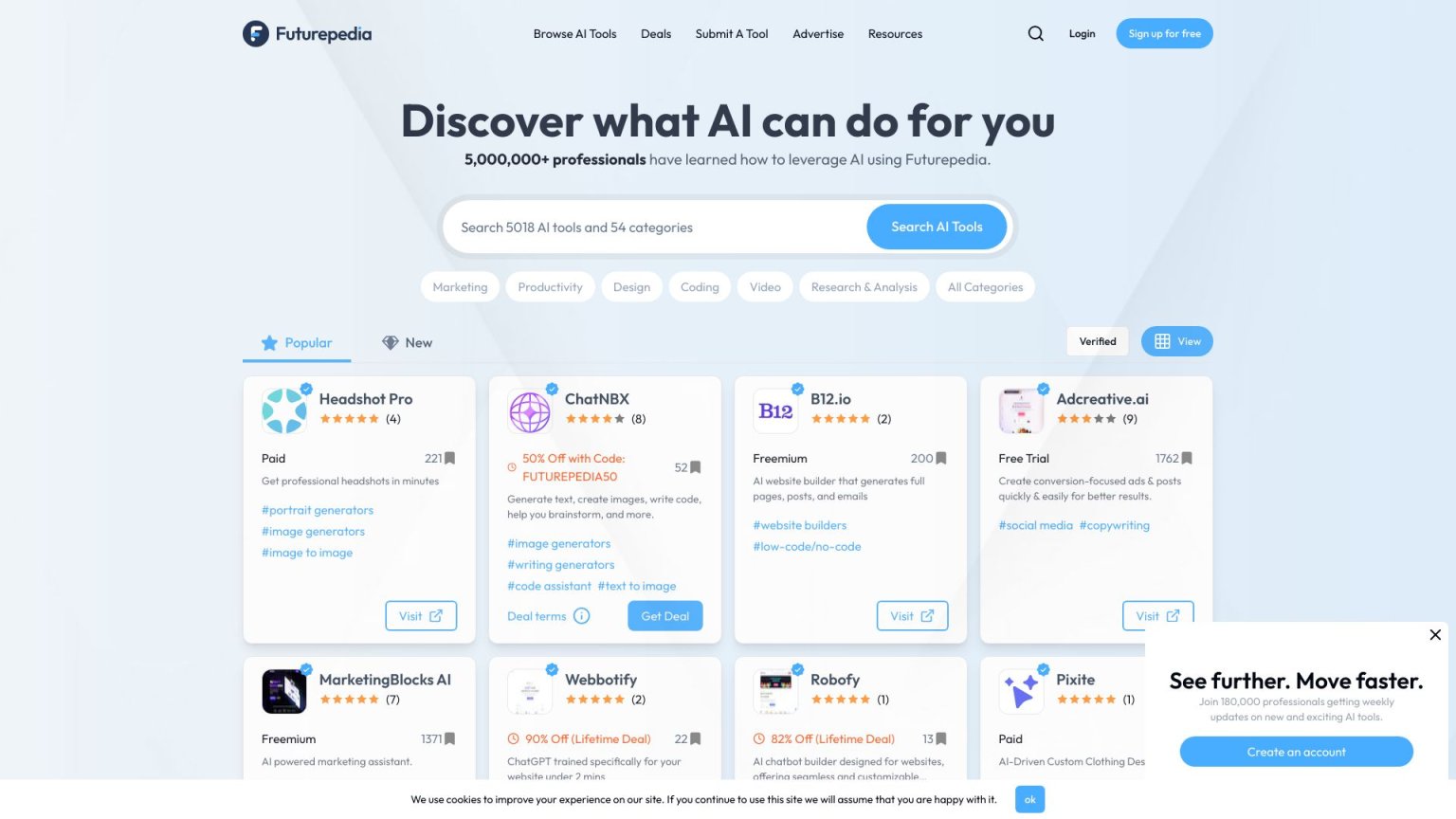 Futurepedia – Find The Best AI Tools & Software 网站截图