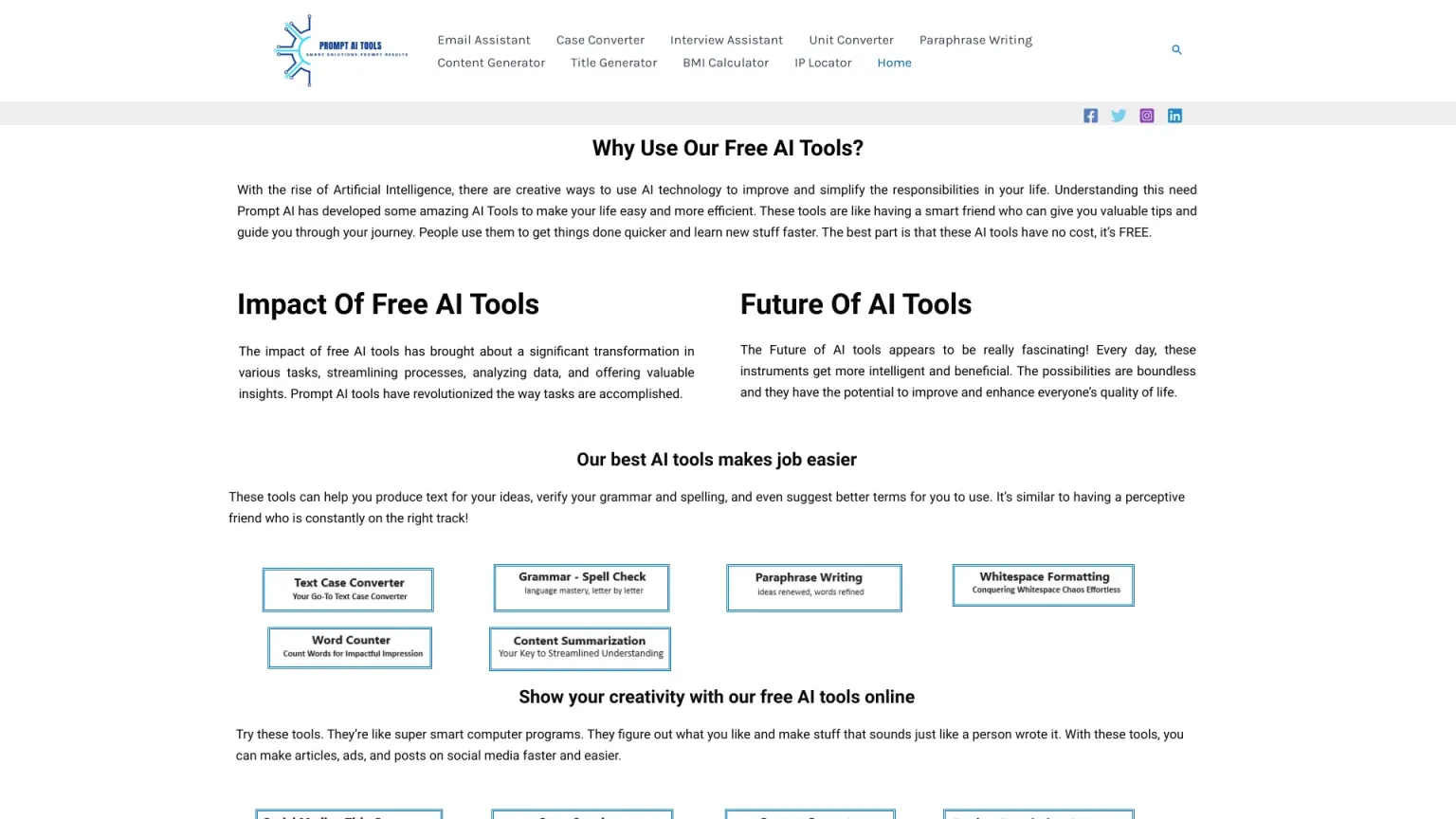 PromptAI Tools 网站截图